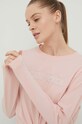 Памучна блуза с дълги ръкави Dkny розов DP1T8522