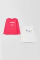 ružová Detská bavlnená košeľa s dlhým rukávom OVS (2-pak) Dievčenský