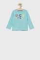 světle tyrkysová Dětská bavlněná košile s dlouhým rukávem United Colors of Benetton Dívčí