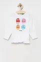 bela United Colors of Benetton bombažni pulover za otroke Dekliški