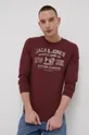burgundské Bavlnené tričko s dlhým rukávom Premium by Jack&Jones
