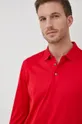 červená Bavlnené tričko s dlhým rukávom Boss Pánsky