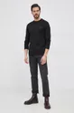 Bavlnené tričko s dlhým rukávom Karl Lagerfeld čierna