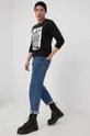 Βαμβακερή μπλούζα με μακριά μανίκια adidas Originals μαύρο
