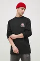 Bavlnené tričko s dlhým rukávom Vans čierna
