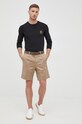 Majica dugih rukava Versace slim crna AUU01007