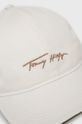 Bavlnená čiapka Tommy Hilfiger Iconic krémová