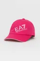 fioletowy EA7 Emporio Armani czapka bawełniana 284952.2R101 Damski