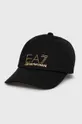 czarny EA7 Emporio Armani czapka bawełniana 285559.2R104 Damski