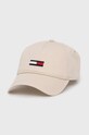 Tommy Jeans czapka z daszkiem bawełniana aplikacja beżowy AM0AM08496.PPYY