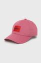 fiołkowo różowy HUGO czapka bawełniana 50468754 Męski