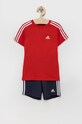 adidas komplet bawełniany dziecięcy HF1905 bawełna czerwony HF1905