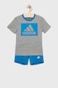 adidas komplet bawełniany dziecięcy H65822 nadruk niebieski H65822