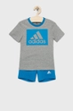 modrá Detská bavlnená súprava adidas H65822 Chlapčenský