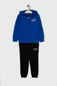 голубой Детский хлопковый спортивный костюм EA7 Emporio Armani Для мальчиков