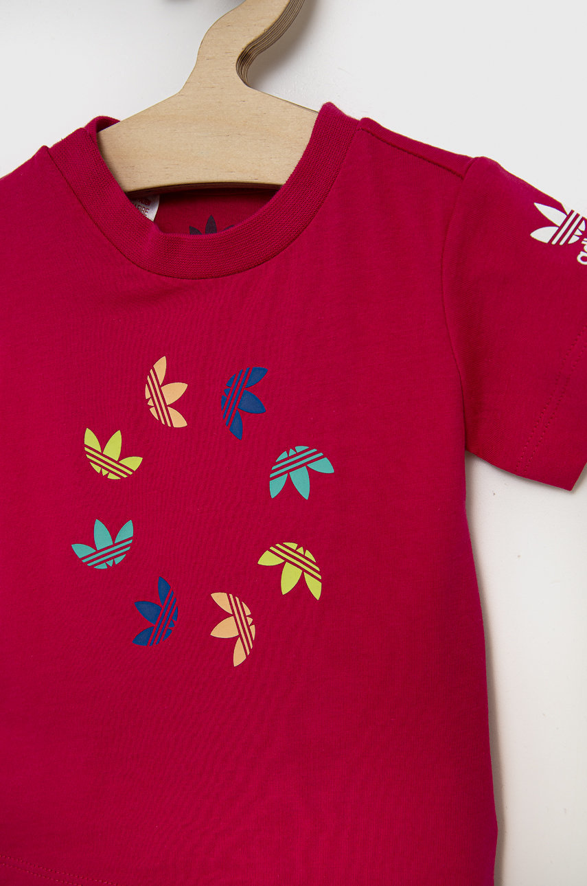 Dětská bavlněná souprava adidas Originals HE6852 fuchsiová