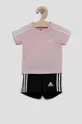 рожевий Дитячий бавовняний комплект adidas HF1906 Для дівчаток