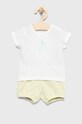 Dětská bavlněná souprava United Colors of Benetton potisk zelená 3E5LA100H.W