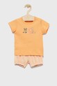 United Colors of Benetton komplet bawełniany dziecięcy nadruk pomarańczowy 3E5LA100H.W