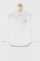 белый Детская хлопковая рубашка Polo Ralph Lauren Для мальчиков