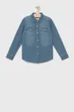 μπλε Παιδικό βαμβακερό πουκάμισο Levi's Για αγόρια
