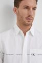 biela Bavlnená košeľa Calvin Klein Jeans Pánsky