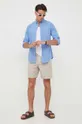Хлопковая рубашка Polo Ralph Lauren голубой