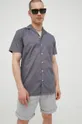 grigio Solid camicia in cotone