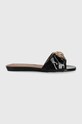 Kožené šľapky Kurt Geiger Kensington Flat usňová koža čierna 8496100309.BLACK