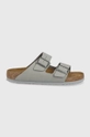 γκρί Δερμάτινες παντόφλες Birkenstock Arizona Γυναικεία