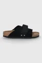 czarny Birkenstock klapki zamszowe Kyoto Damski