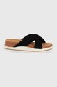 Roxy papucs velúrból platform fekete ARJL200806