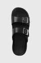 black UGG leather sliders Wainscott Buckle Slide