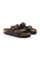 Birkenstock leather sliders Uppers: Natural leather Inside: Natural leather Outsole: Synthetic material