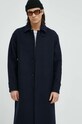 Samsoe Samsoe płaszcz wełniany granatowy M21400027