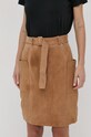 Kožená sukně BOSS 50467438 béžová SS22