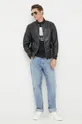Kožna bomber jakna Calvin Klein crna