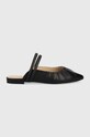 Guess klapki skórzane VIVIANAS płaski czarny FL6VVS.LEA06.BLACK
