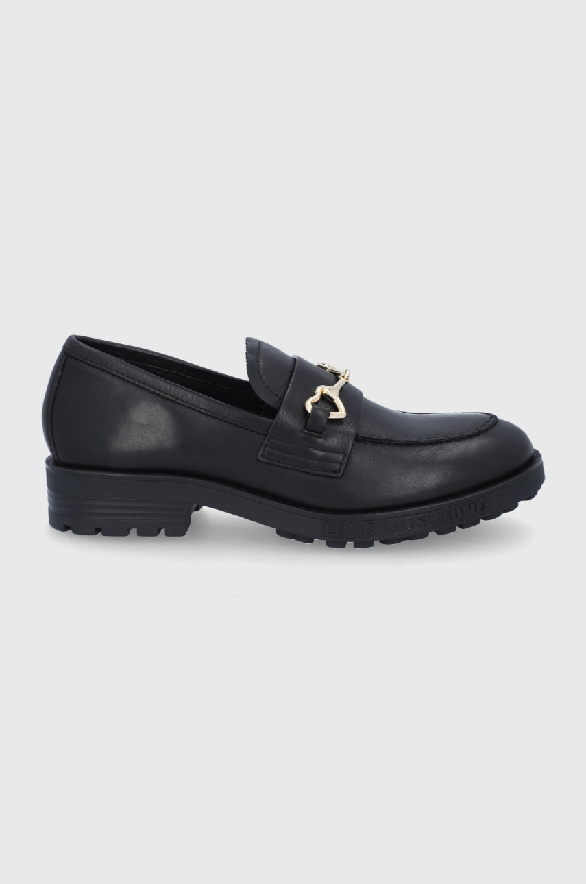 fekete Love Moschino bőr mokaszin Női