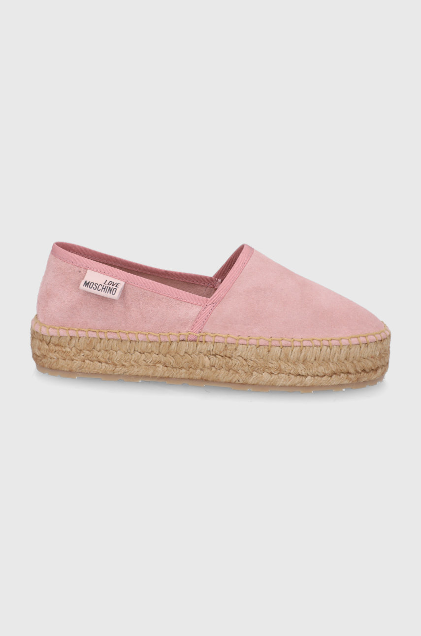 różowy Love Moschino Espadryle skórzane Damski