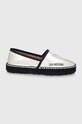 Шкіряні еспадрилі Love Moschino лицьова шкіра срібний JA10032G1EIF0900