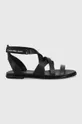 čierna Kožené sandále Calvin Klein Jeans Dámsky