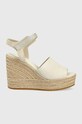 Calvin Klein Jeans sandale din piele intoarsa coturn bej YW0YW00571.ACF