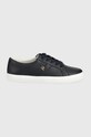 Kožená obuv Lauren Ralph Lauren Janson II plochá tmavomodrá 802849533001.410