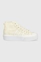 Високи кецове adidas Originals Nizza Platform изкуствена кожа бежов GX8356