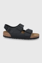 czarny Birkenstock Sandały skórzane Milano Damski