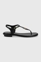 Usnjeni sandali MICHAEL Michael Kors Mallory Thong Ravna črna 40S1MAFA2L.001