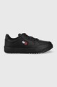 Sneakers boty Tommy Jeans přírodní kůže černá EM0EM00900BDS