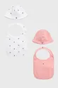 рожевий Набір - шапочка і нагрудник для немовлят Tommy Hilfiger (2-pack) Дитячий