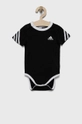 czarny adidas Performance body bawełniane niemowlęce HF1974 Dziecięcy